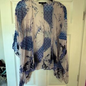 BCBGMaxAzria Sheer Lavender and Blue Printed Kimono Top